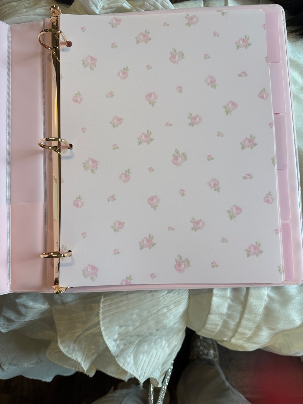 LoveShackFancy Floral Pink and Green 1" D-Ring Binder - Picture 2 of 4